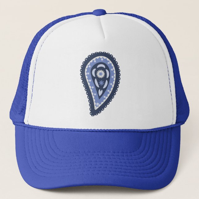 Blue Paisley Pattern Trucker Hat (Front)