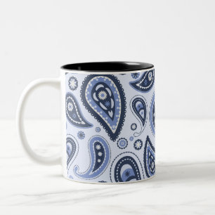 Blue Paisley Pattern Two-Tone Coffee Mug