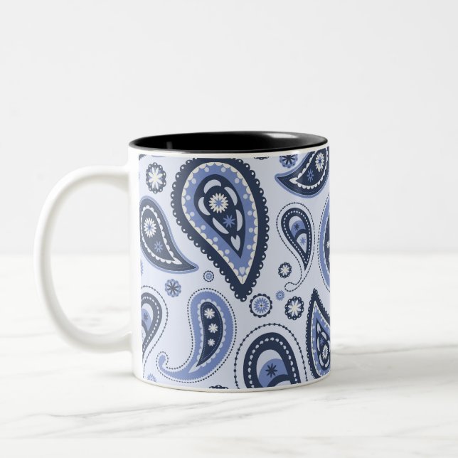 Blue Paisley Pattern Two-Tone Coffee Mug (Left)