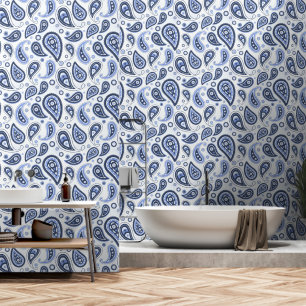 Blue Paisley Pattern Wallpaper