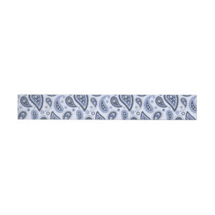 Blue Paisley Pattern Wrap Around Label
