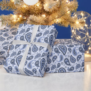Blue Paisley Pattern Wrapping Paper