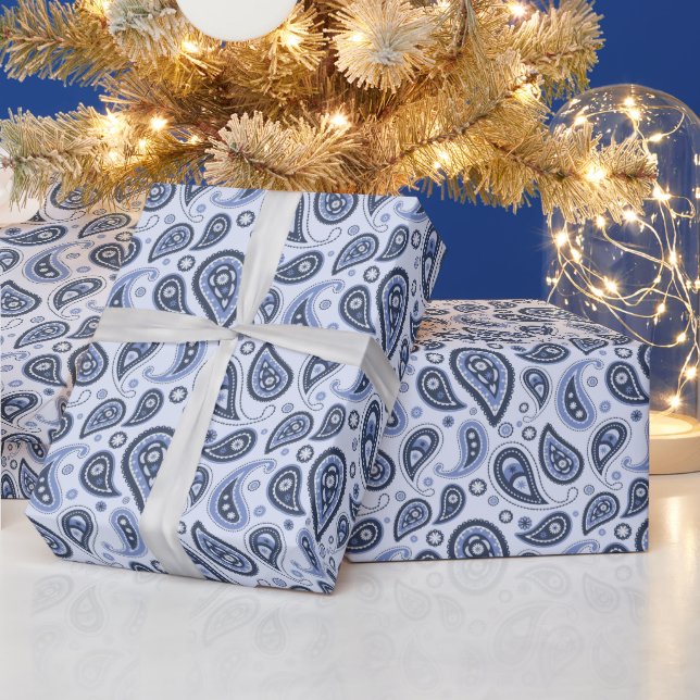 Blue Paisley Pattern Wrapping Paper (Holidays)