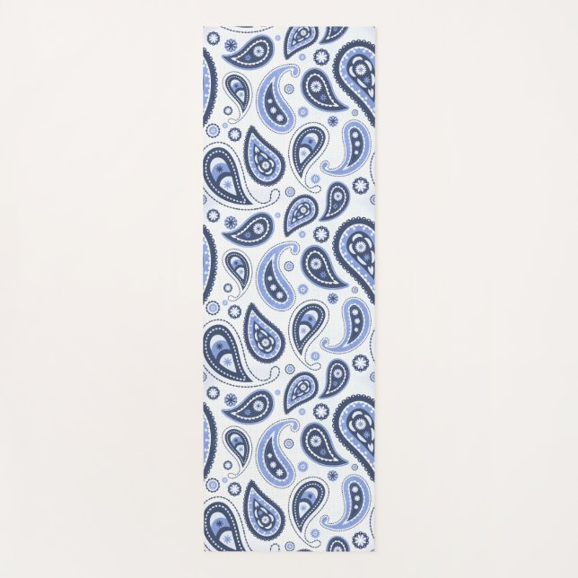 Blue Paisley Pattern Yoga Mat (Front)