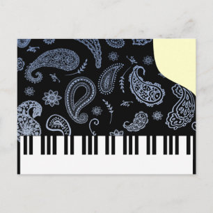 Blue Paisley Piano Postcard
