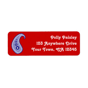 Blue Paisley Return Address Label