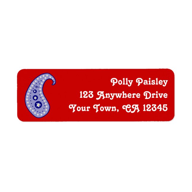 Blue Paisley Return Address Label (Front)