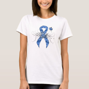 Blue Paisley Ribbon with Butterfly T-Shirt
