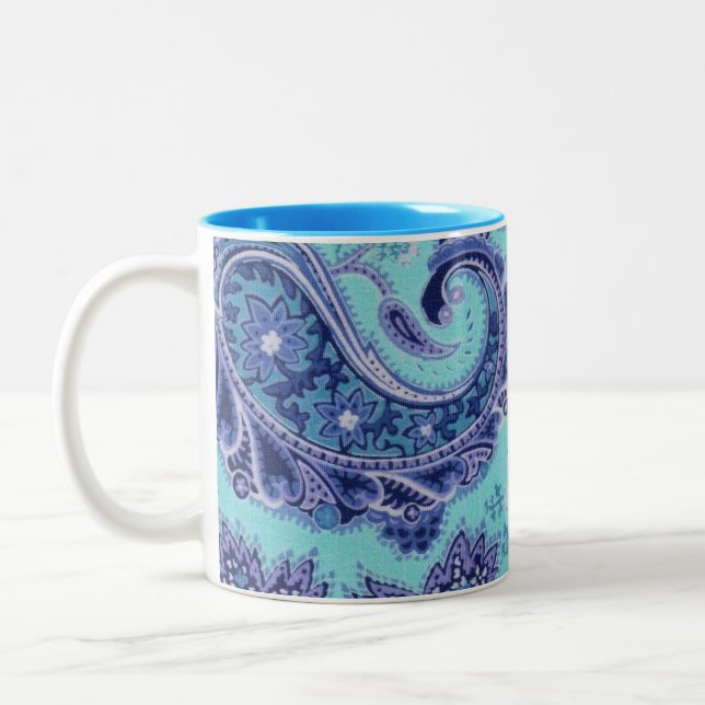 Blue Paisley Two-Tone Coffee Mug (Left)