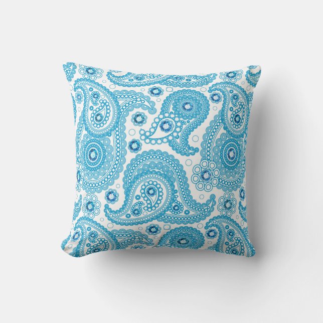 Blue Paisley With Diamonds Cushion (Front)