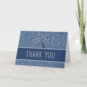 Blue Paisley with Oak Tree Thank You Card