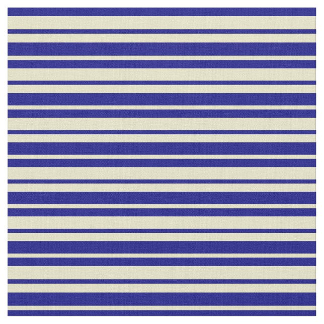 Blue & Pale Goldenrod Coloured Striped Pattern Fabric (Close Up)