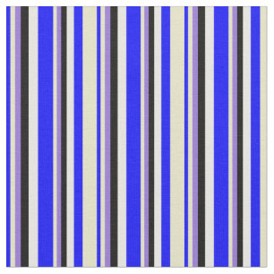 Blue, Pale Goldenrod, Purple, Black & White Lines Fabric