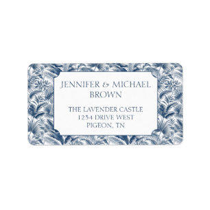 Blue Palm Botanical Wedding Label