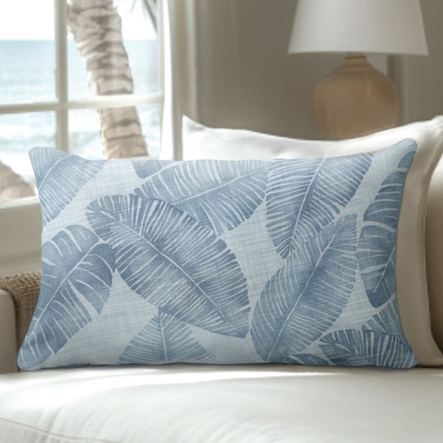 Blue Palm Leaf Lumbar Cushion (Creator Uploaded)