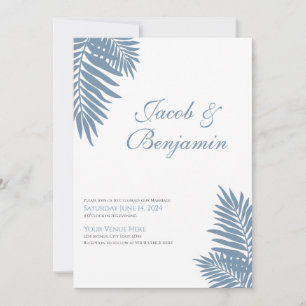 Blue Palm Leaves Celebration Invitation