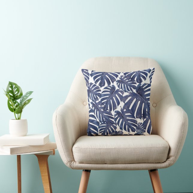 Blue palm leaves cushion (Chair)