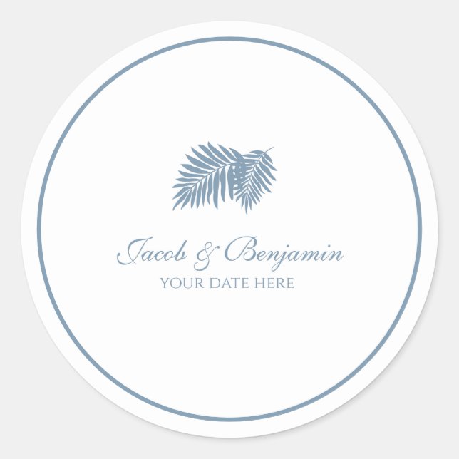 Blue Palm Round Sticker (Front)