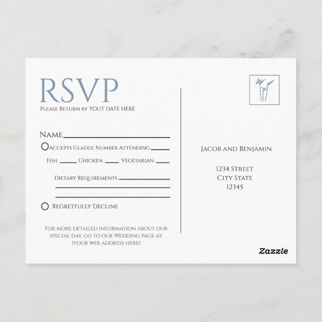 Blue Palm RSVP Postcard Insert (Back)