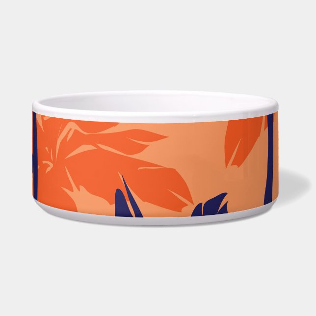 Blue palm silhouette, orange background (Front)