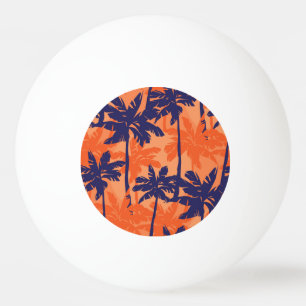 Blue palm silhouette, orange background ping pong ball