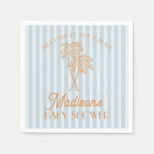 Blue Palm Spring Pastel Beach Baby Shower Napkin
