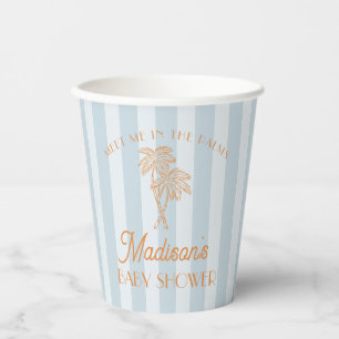 Blue Palm Spring Pastel Beach Baby Shower Paper Cups