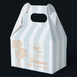 Blue Palm Spring Pastel Beach Bridal Shower Favour Box<br><div class="desc">Meet me in the palms! Our Palm Springs Party Collection is a dreamy blend of vintage beach cabana charm and pastel perfection. Featuring soft stripes, breezy palm trees, and a touch of retro glam, this collection brings the magic of a sun-soaked getaway to your celebration. Whether you're hosting a bachelorette...</div>