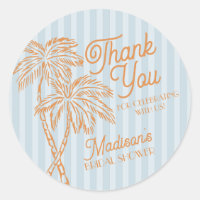 Blue Palm Spring Pastel Beach Bridal Shower Favour