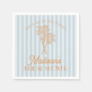 Blue Palm Spring Pastel Beach Bridal Shower Napkin