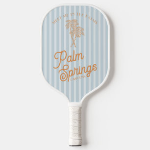 Blue Palm Spring Pastel Beach Party Pickleball Paddle