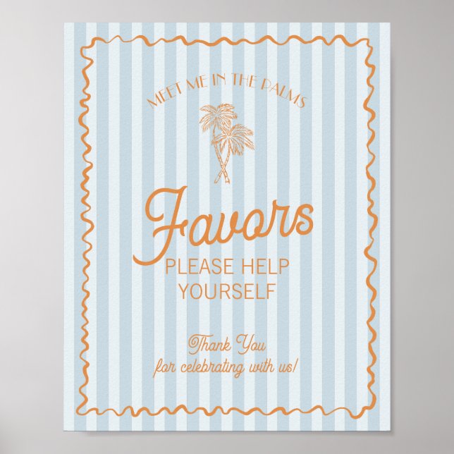 Blue Palm Springs Pastel Beach Favours Poster (Front)