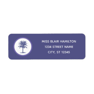Blue Palm Tree Address Labels