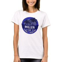 Blue palm tree customisable family vacation tee