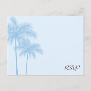 Blue Palm Tree RSVP Wedding Response Card