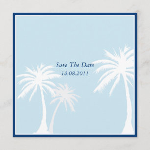 Blue Palm Tree Wedding Save the Date