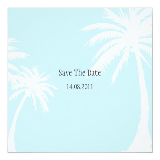 Blue Palm Tree Wedding Save the Date Card