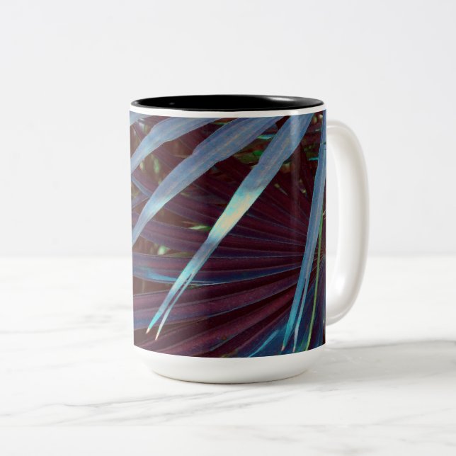 Blue Palmetto Dream Two-Tone Coffee Mug (Front Right)