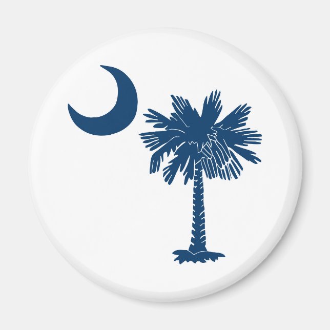 Blue Palmetto on White Magnet (Front)
