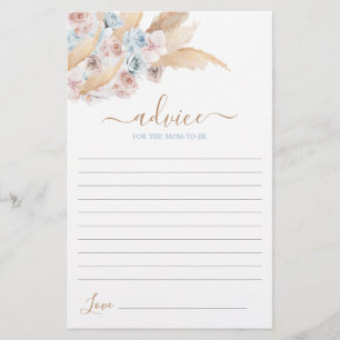 Blue Pampas Grass Advice for the Mum To Be card