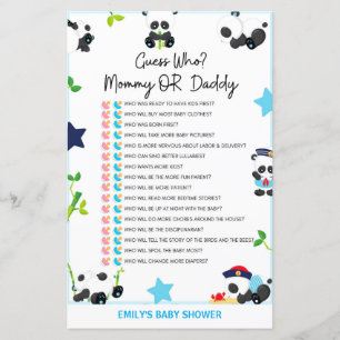 Blue Panda Baby Shower Game