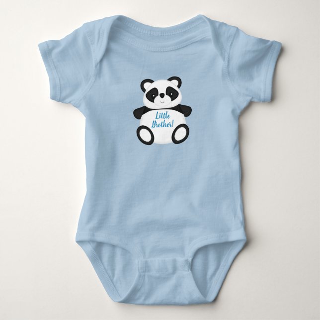 Blue Panda Bear Baby Shower Baby Bodysuit (Front)