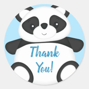Blue Panda Bear Baby Shower Classic Round Sticker