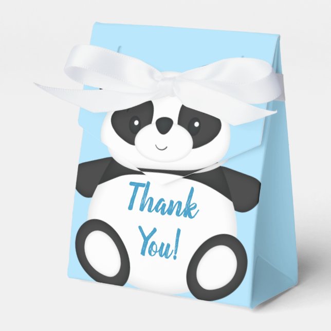 Blue Panda Bear Baby Shower Favour Box (Front Side)
