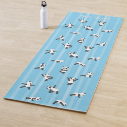 Blue Panda Yoga Mat Custom Name Same on Both Sides