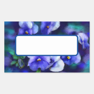 Blue Pansies Pansy Flower Floral Painting Rectangular Sticker