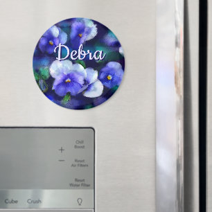 Blue Pansies Pansy Flower Floral Personalised Magnet