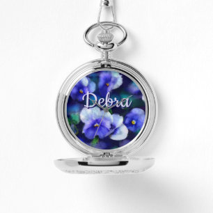 Blue Pansies Pansy Flower Floral Personalised Watch