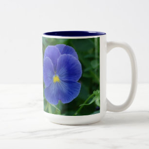 Blue Pansies Two-Tone Coffee Mug