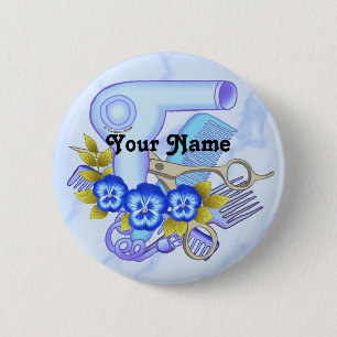 Blue Pansy Beautician 6 Cm Round Badge